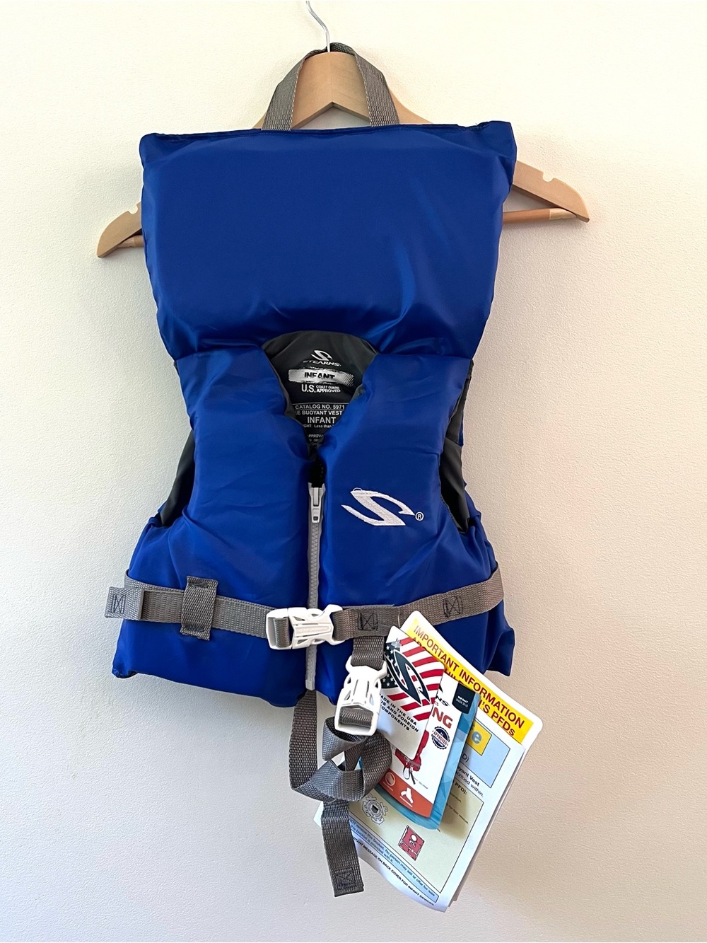 Stearns Blue Kids Infant Toddler Life Vest PFD Handle 30lbs Max New Beach Pool